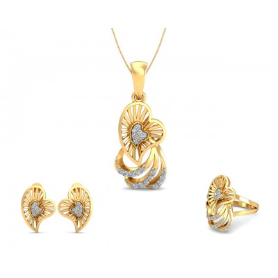 Urith Heart Design Pendant Set with diamonds in 14k gold